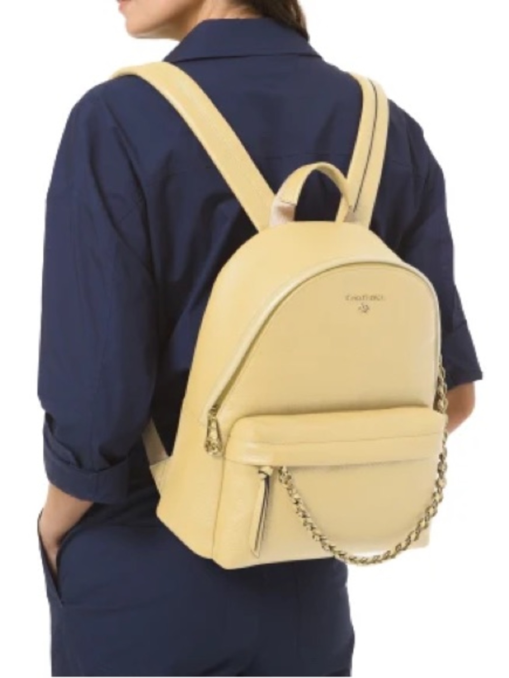 Michael Kors Yellow Leather Backpack with Chain Detail (2 pieces)